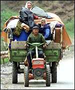 Serbs flee Kosovo