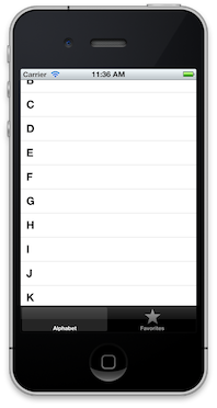 The alphabet in a table-view