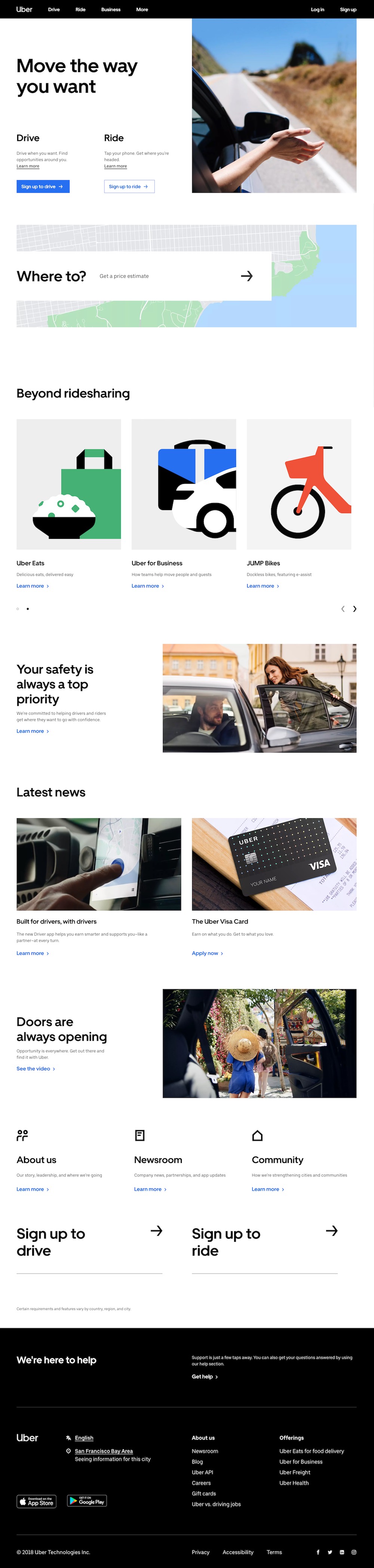 homepage uber 2018