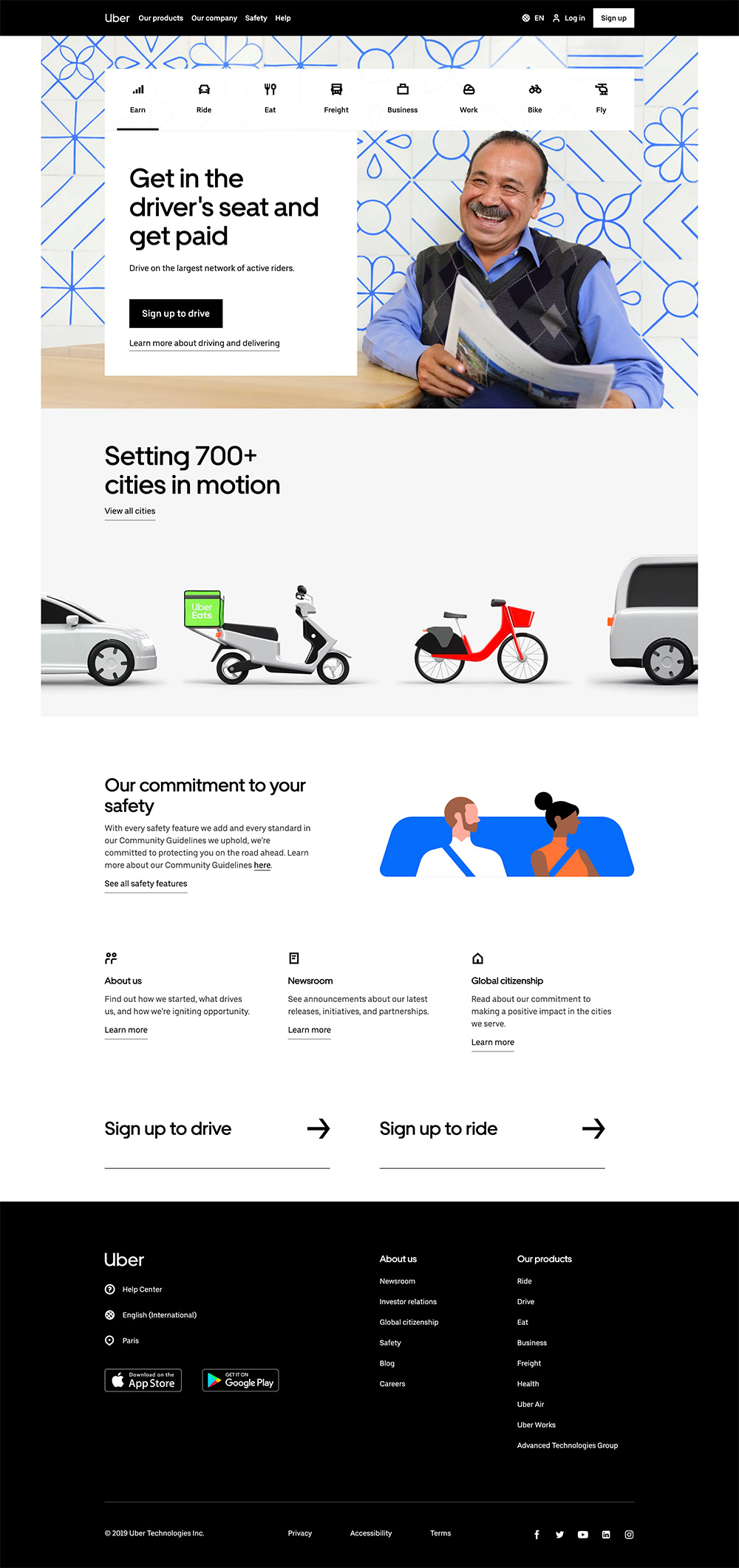 homepage uber 2019