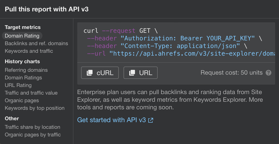 使用 API v3 提取此报告