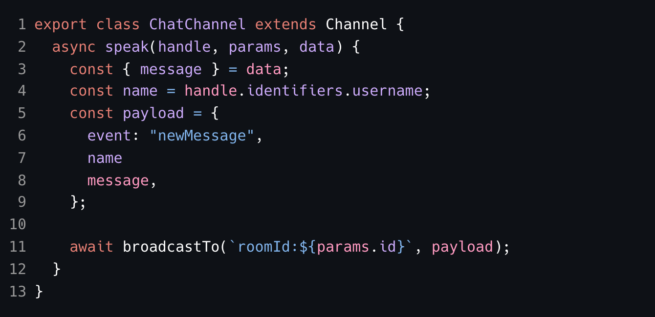 JS channels code demo