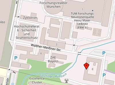 Lageplan des Walther Meißner Institut in der Walther-Meißner-Straße 8