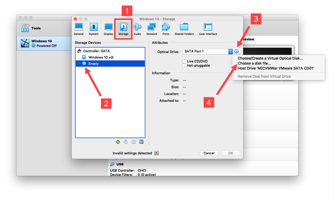 virtualbox select drive