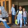 Students Running Out Happily After Lessons Ended