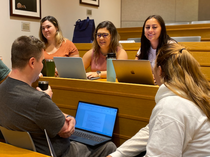 Students working in Moot Courtroom