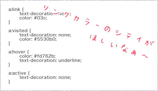 リンクカラーの指定をお願いしますな図