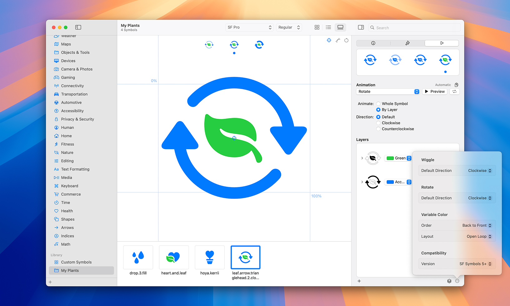 SF Symbolsの注釈ツールが表示されたmacOSの画面