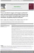 Cover page: Trans-oral robotic surgery and surgeon-performed trans-oral ultrasound for intraoperative location and excision of an isolated retropharyngeal lymph node metastasis of papillary thyroid carcinoma