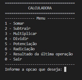 Exibição do Menu