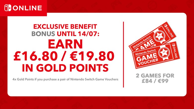 Nintendo of Europe offering 4x Gold Points on the Switch eShop for buying Game Vouchers