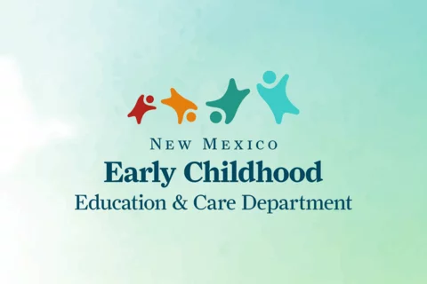 Early Childhood Education and Care Department Logo on a watercolor background.