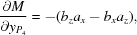 [{{\partial M} \over {\partial y_{P_4} }} = -(b_z a_x - b_x a_z),]