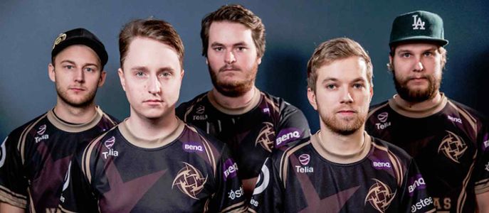 Ninjas in Pyjamas at EMS One: Katowice 2014 From left to right: Fifflaren · GeT_RiGhT · friberg · Xizt · f0rest