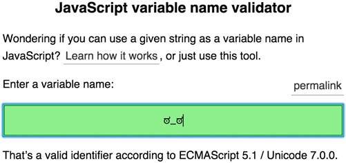 JavaScript variable name validator