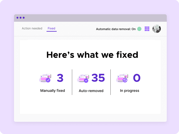 Progress card delineating exposures that are fixed, in progress or manually fixed