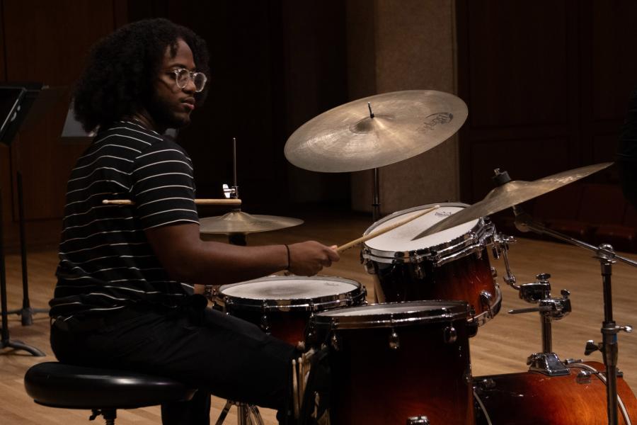 Drummer Playing Drumset