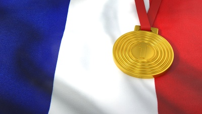 France Flag with Medal 