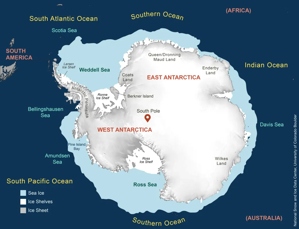 Antarctica map with sea ice