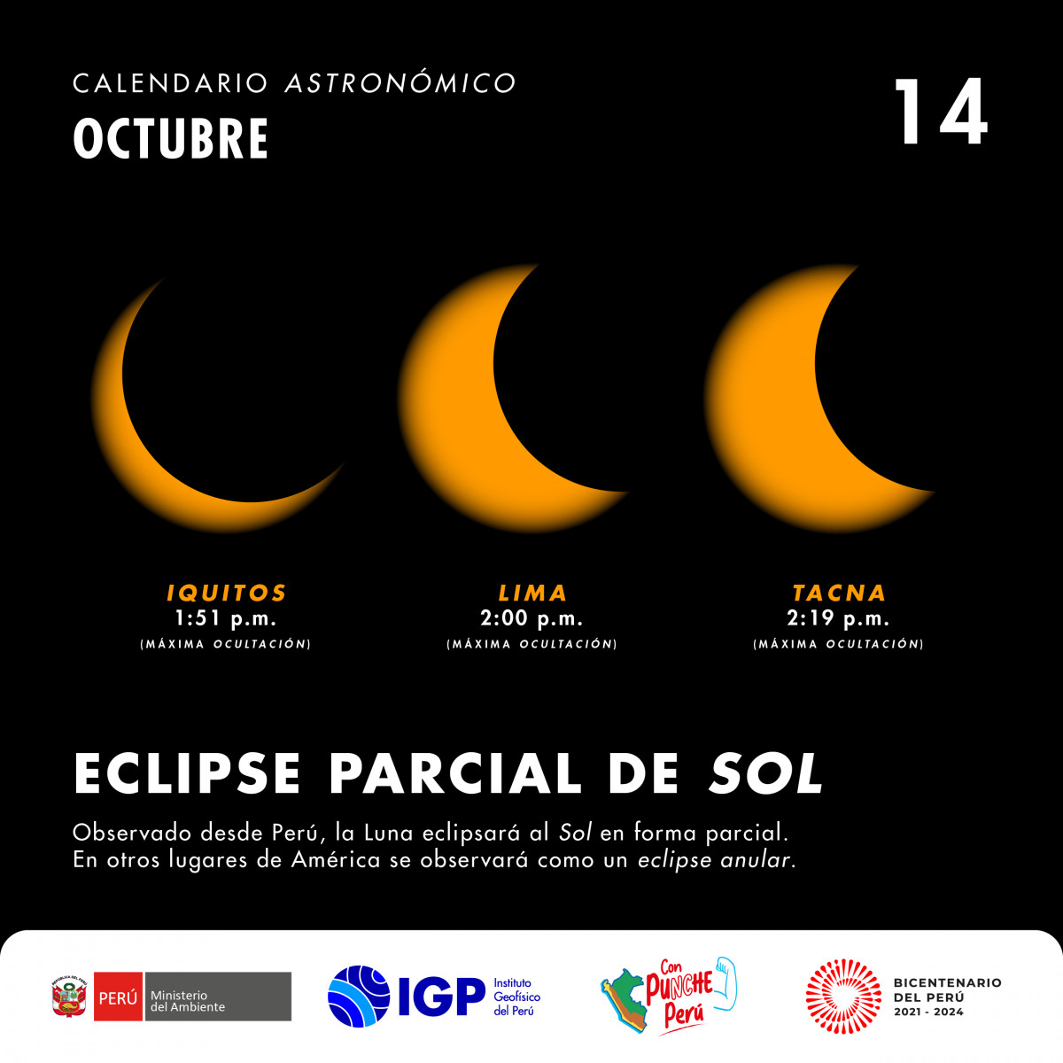 Horario do eclipse solar anular 2023 EN VIVO del 14 de octubre a qué