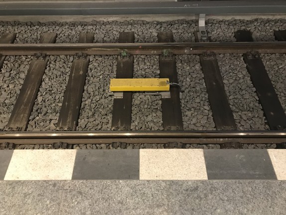 Sehr kurzer Abschnitt von Schienen, fotografiert vom Bahngleis aus