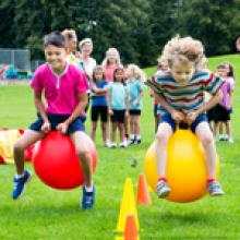 Students in relay race