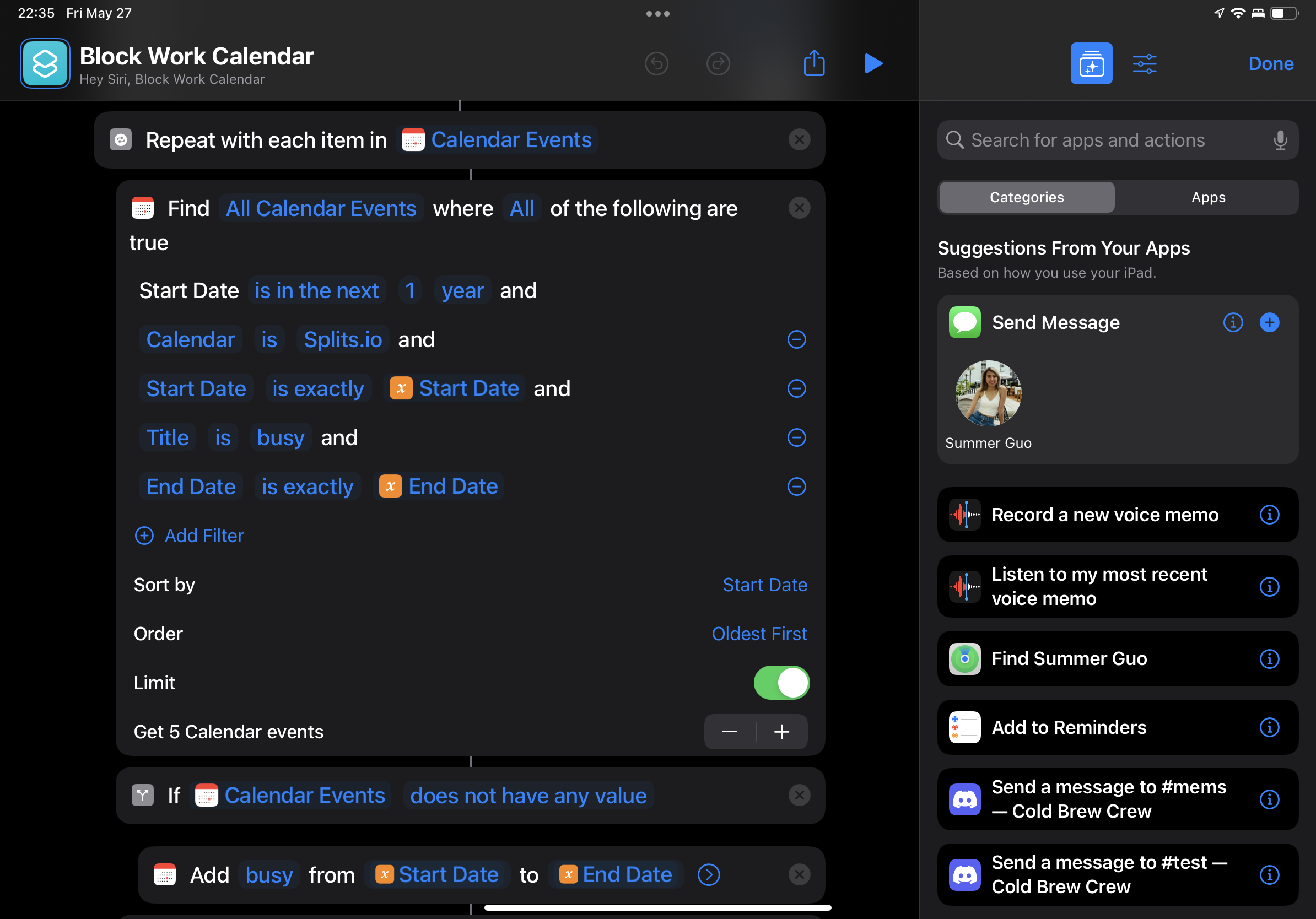 A screenshot of a shortcut on iOS.