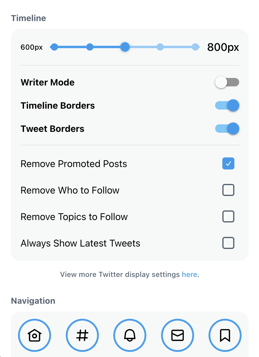 Minimal Twitter Settings