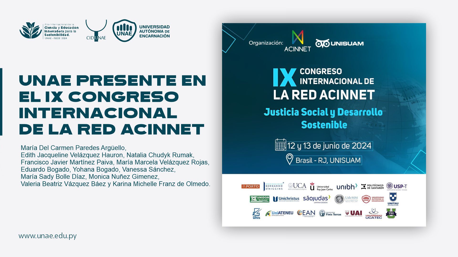 UNAE presente en el IX Congreso Internacional de la Red ACINNET