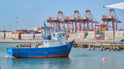 A fishing boat in the Peruvian port of Callao