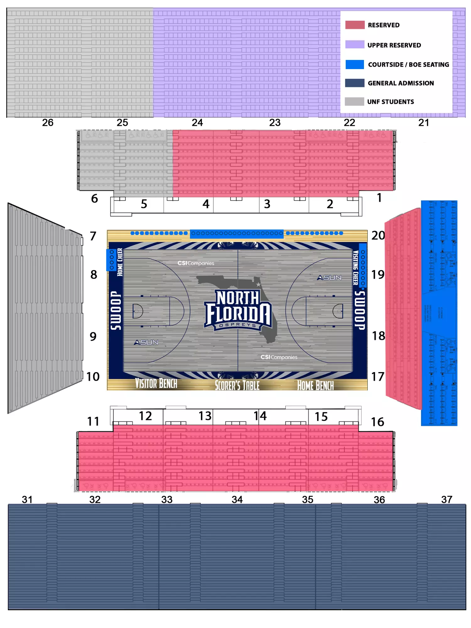 2022-23 UNF Arena Seating Chart