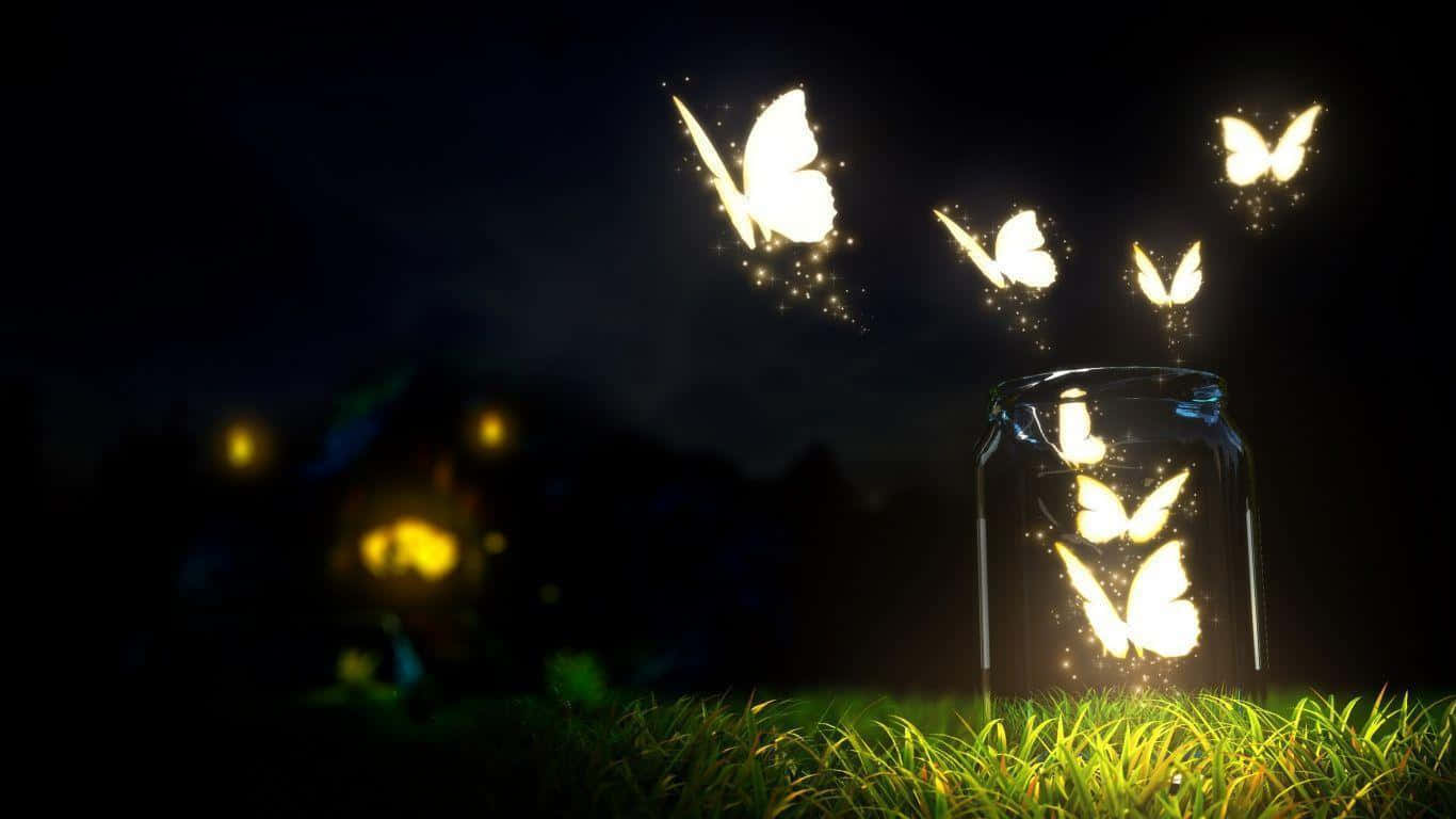 Butterflies In Jar 1366x768 Monitor Background Digital Art