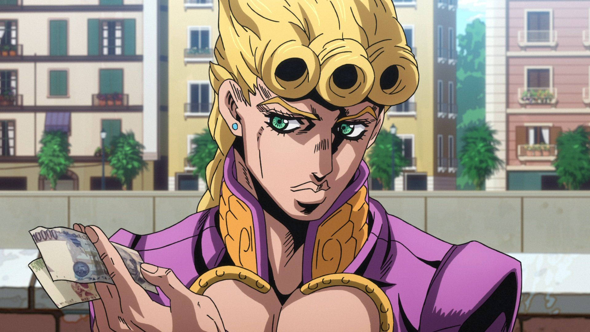 Giorno Giovanna stands proudly, ready to face his opponents. Wallpaper