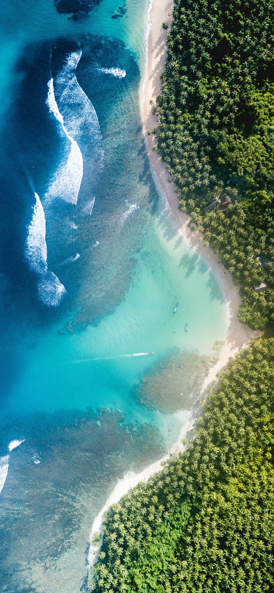 iPhone XS Ocean Tropical Island Aerial View Wallpaper