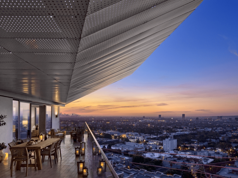 Skylines views at night from the patio