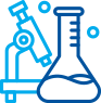 microscope and flask