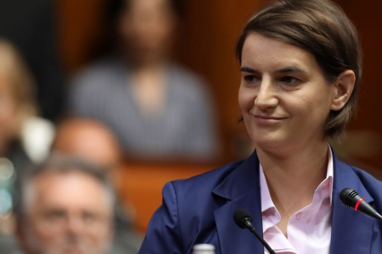 Serbia''s Prime Minister designate Ana Brnabic smiles during a parliament session in Belgrade