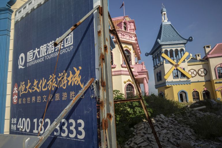 A rusted hoarding at an Evergrande development in Jiangsu province