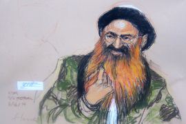 Self-proclaimed September 11 mastermind Khalid Sheikh Mohammed in a 2014 courtroom sketch [Janet Hamli/AP]