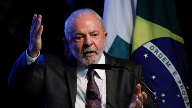 FILE PHOTO: Brazil's President Luiz Inacio Lula da Silva speaks during the inauguration ceremony of the new Banco do Brasil President Tarciana Medeiros, in Brasilia, Brazil January 16, 2023. REUTERS/Adriano Machado/File Photo