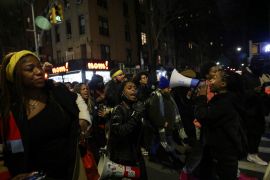 People take part in a protest in New York against police brutality on January 23, 2023 after the murder of Tyre Nichols at the hands of police officers in Memphis [File: Reuters/Jeenah Moon]