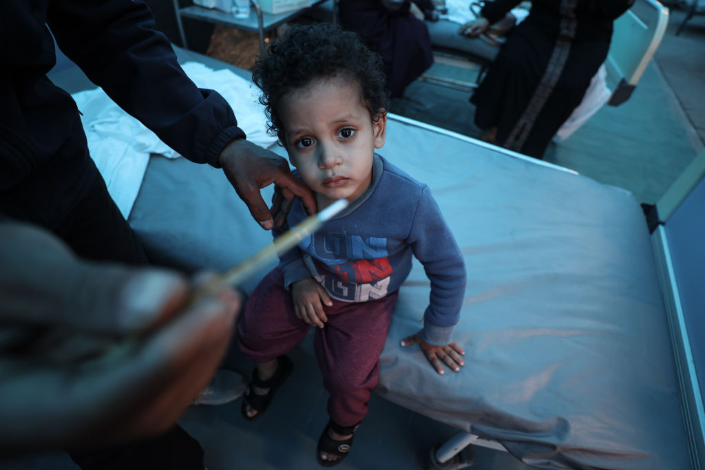 Children suffer from the spread of epidemics and diseases due to an acute shortage of medical medications inside the Kuwaiti Hospital in Rafah.