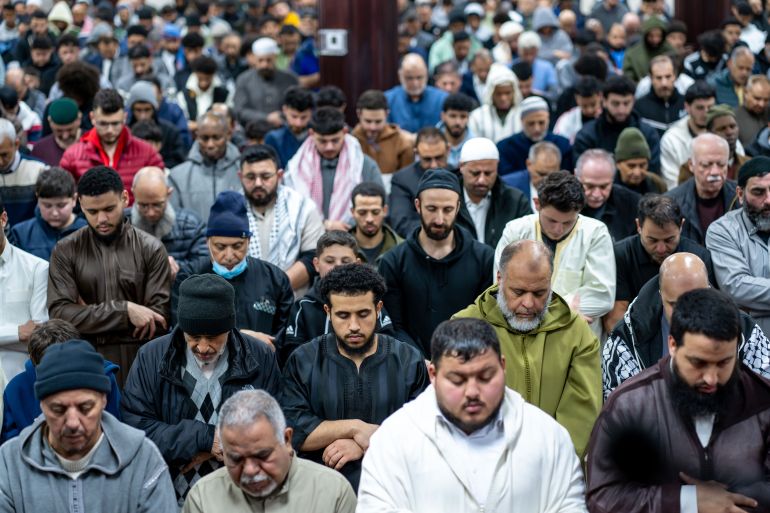 Worshippers crowd into a mosque for Ramadan outside Detroit.