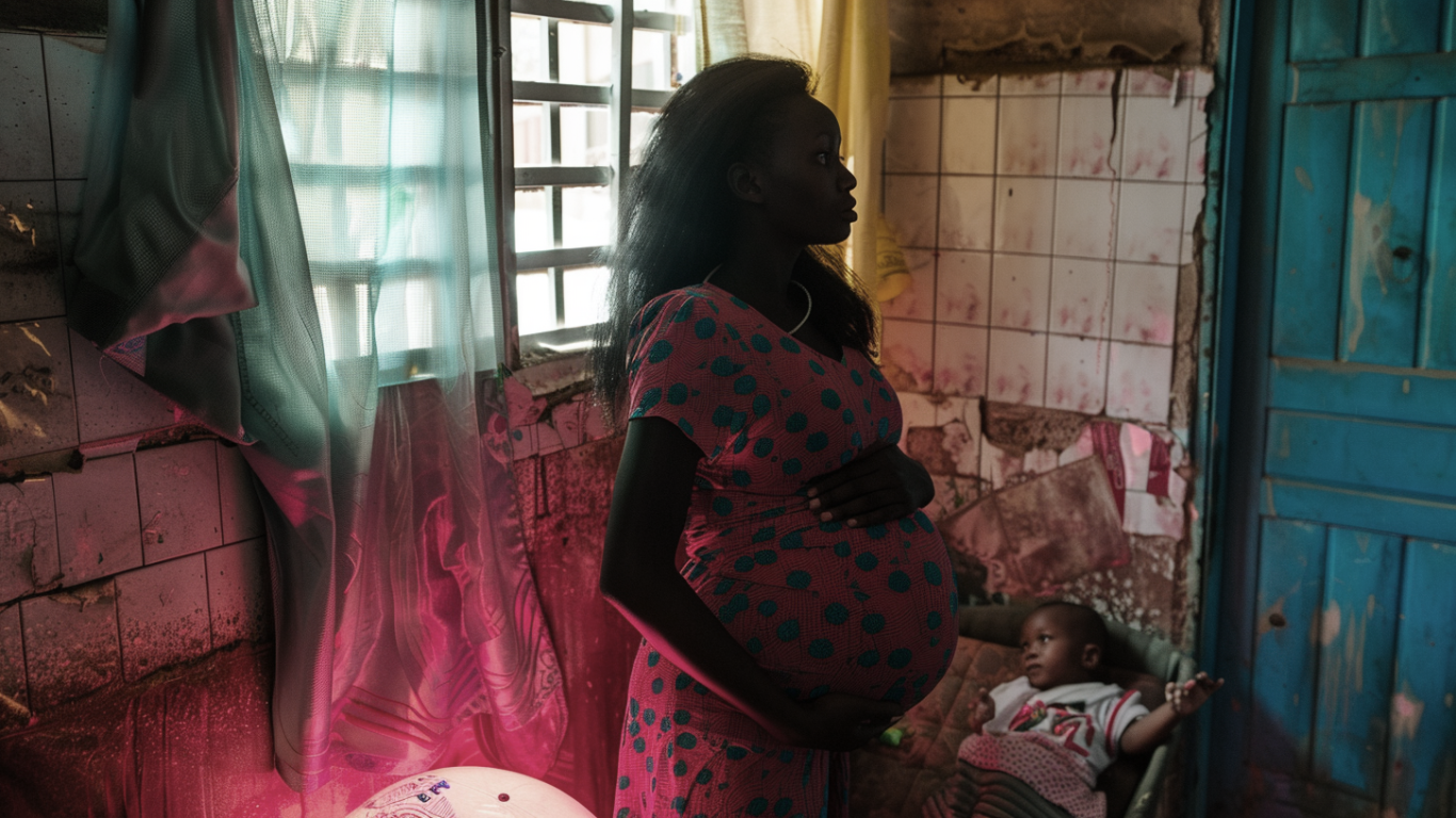 Pregnant woman standing in a room