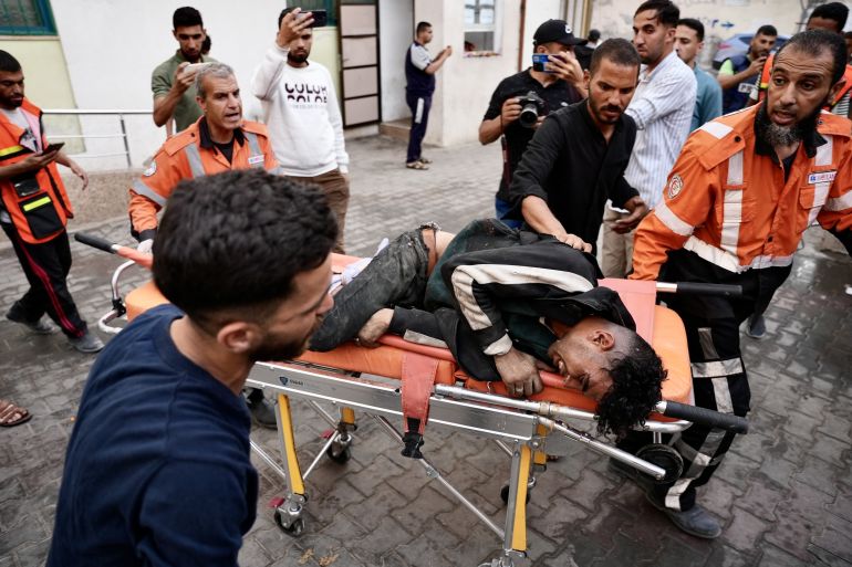 RAFAH, GAZA - MAY 20: Injured Palestinians are brought to the Kuwait Hospital after Israeli airstrikes in Rafah, Gaza on May 20, 2024. (Photo by Mahmoud Bassam/Anadolu via Getty Images)