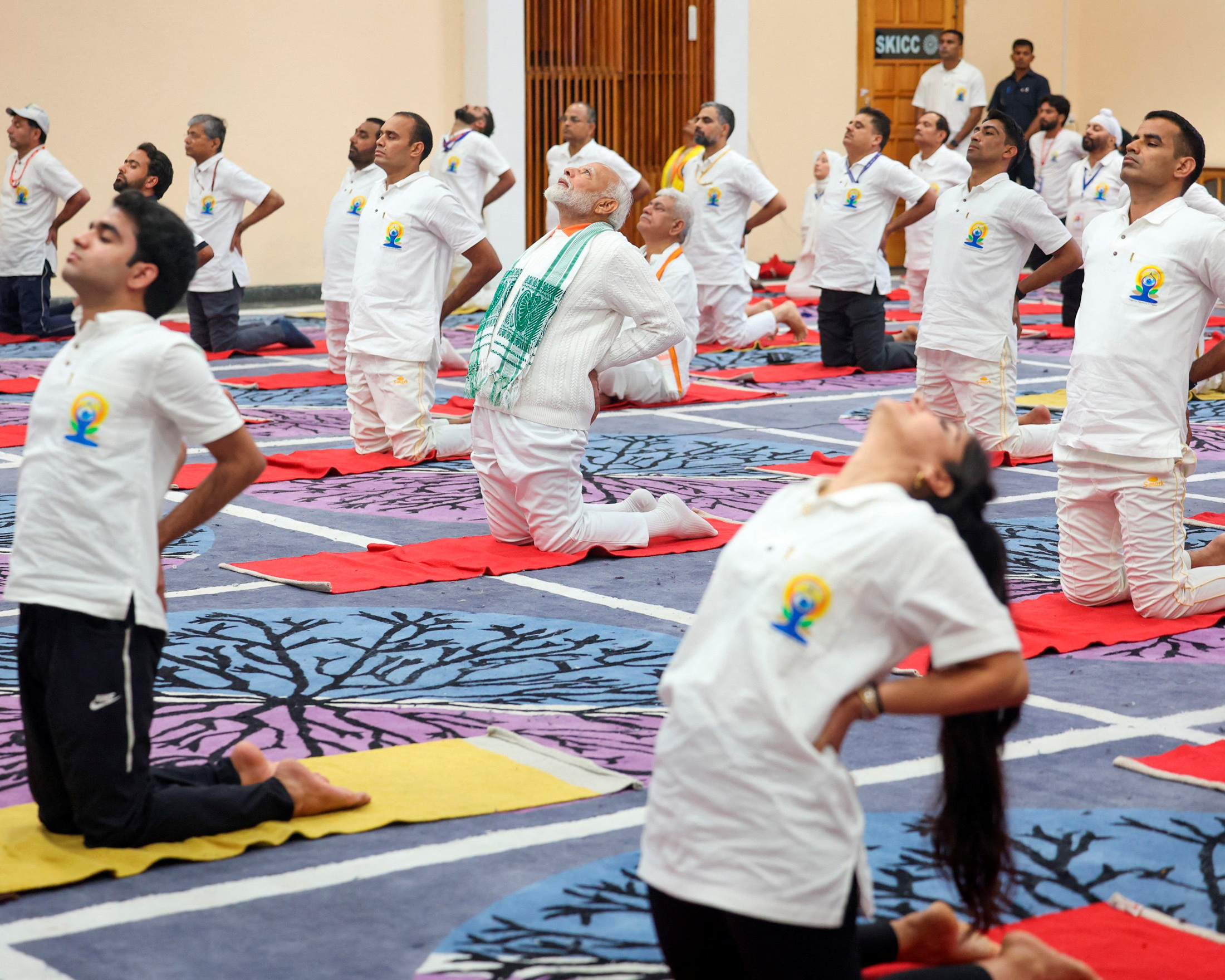 Indian Prime Minister Narendra Modi takes part in a yoga session during International Yoga Day in Srinagar