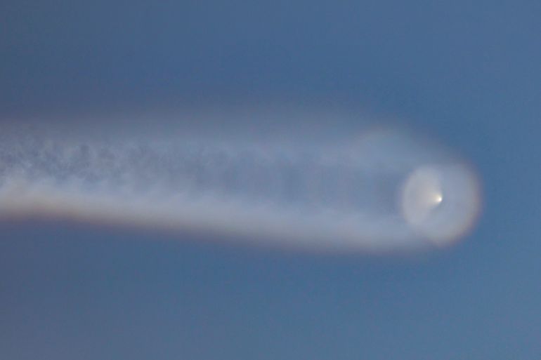 A vapour trail left in the sky by the suspected missile