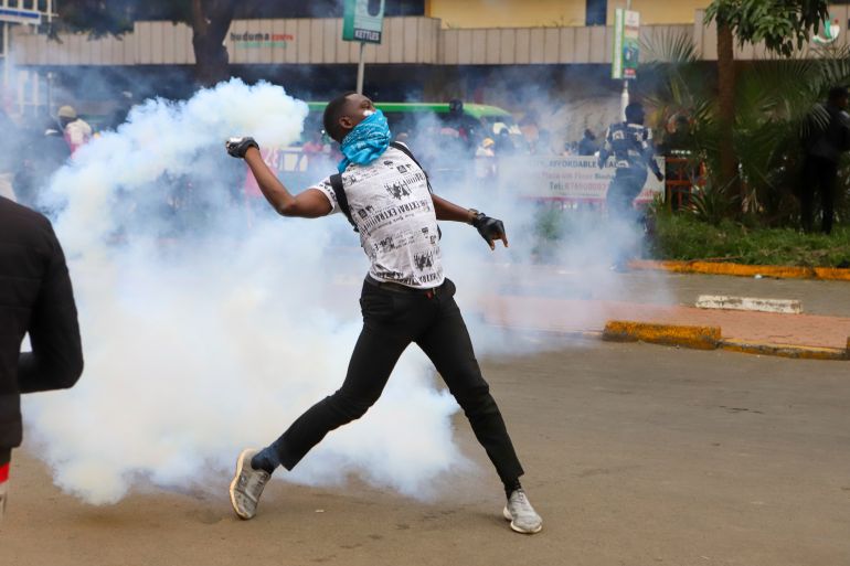 A protestor in Kenya