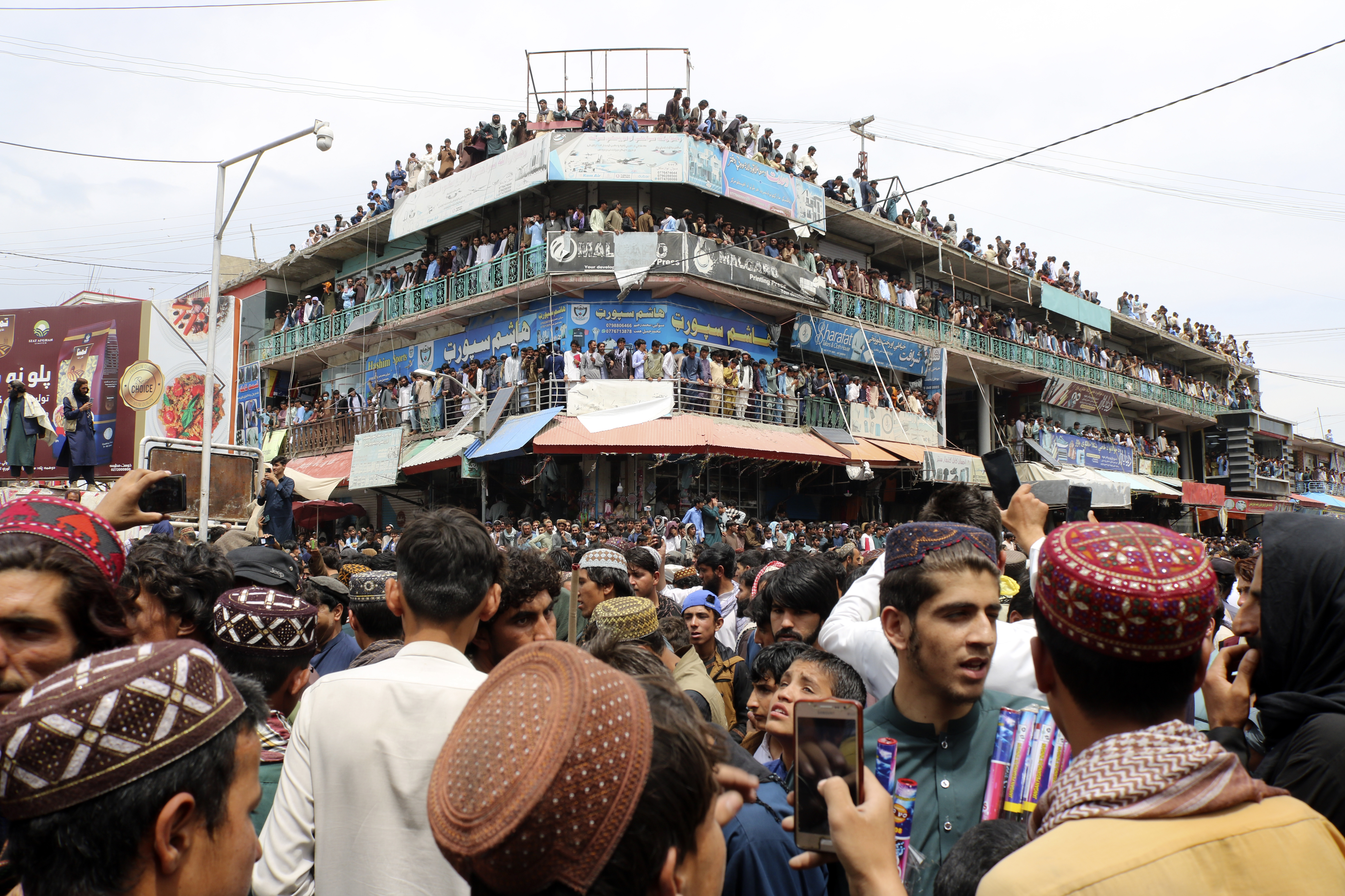 Afghan fans gather to watch the ICC T20 Cricket World Cup 2024 super eight match between Afghanistan and Bangladesh