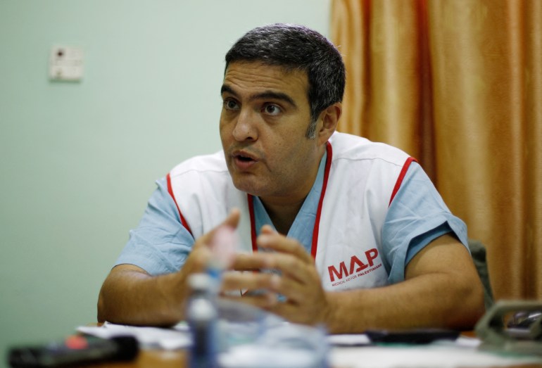 Doctor Ghassan Abu Sitta from the organisation the Medical Aid for Palestine (MAP) speaks to AFP at the Al-Shifa hospital in Gaza City, on August 3, 2014. 